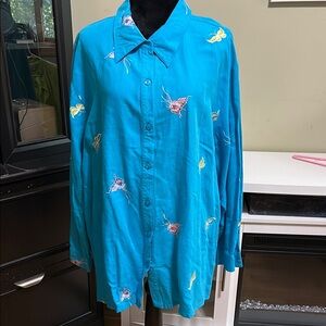 Susan Graver Turquoise Blouse